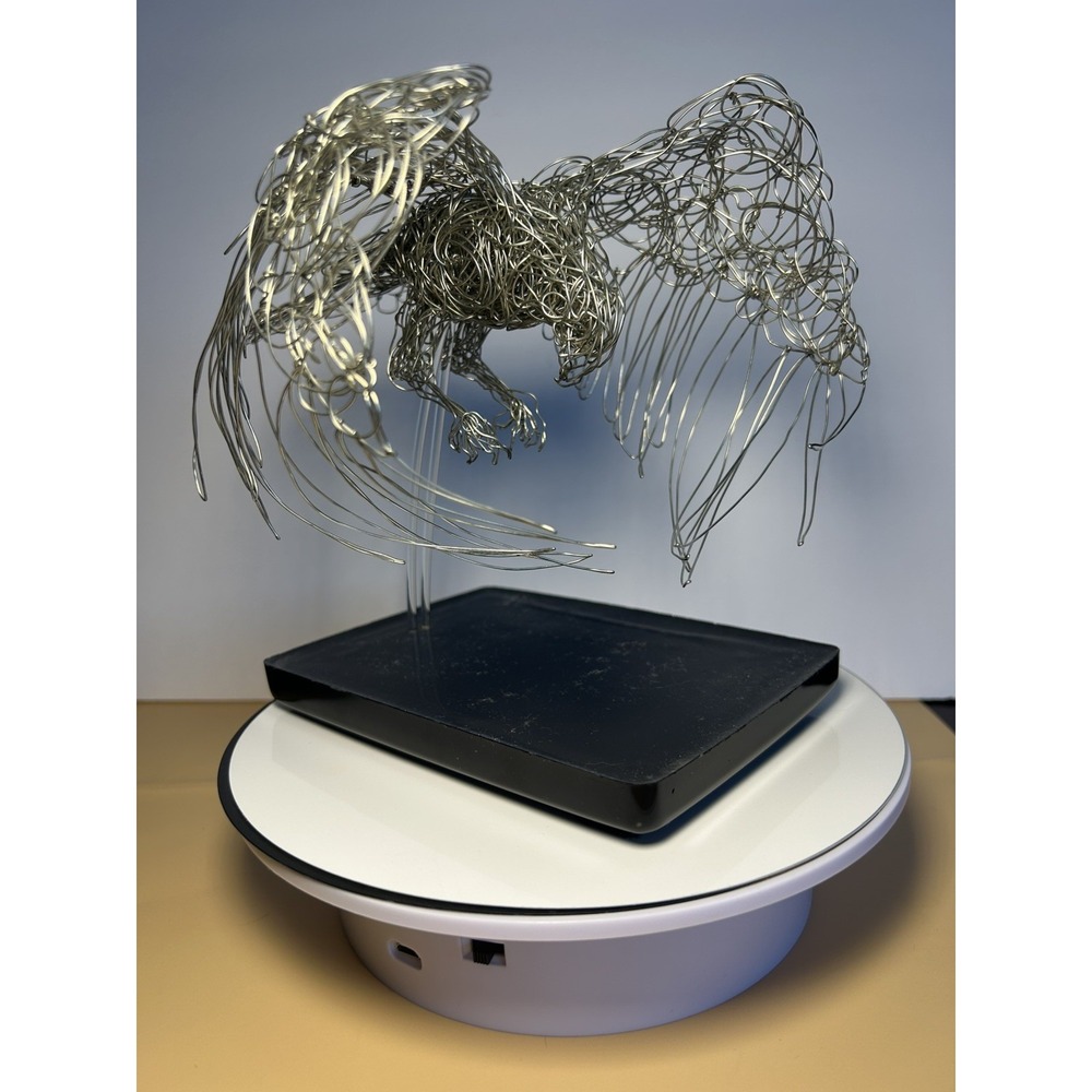 Handmade Wire Eagle Sculpture Bird of Prey Raptor Metal Art Flying Hawk Decor